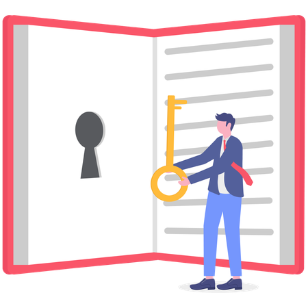 Businessman exploring business knowledge  Illustration