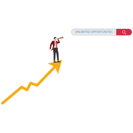 Businessman Exploring Limitless Opportunities  Illustration