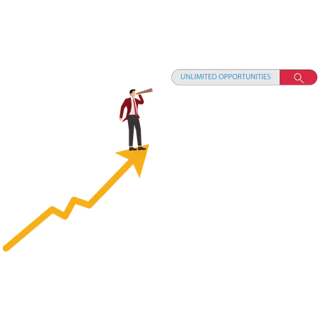 Businessman Exploring Limitless Opportunities  Illustration
