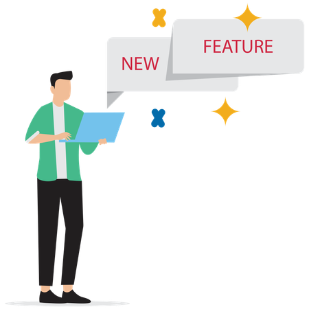 Businessman exploring new features  Illustration