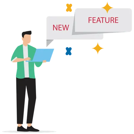Businessman exploring new features  Illustration