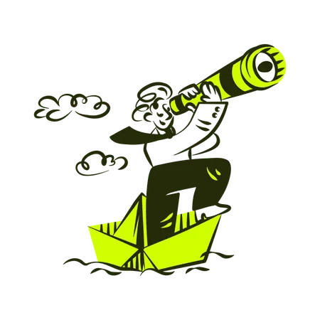 Businessman Exploring New Horizons  Illustration