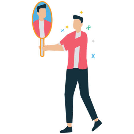 Businessman exploring self refelction and growth  Illustration