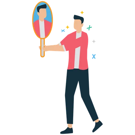 Businessman exploring self refelction and growth  Illustration