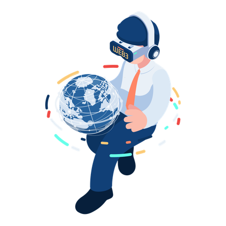 Businessman Exploring Web 3  Illustration