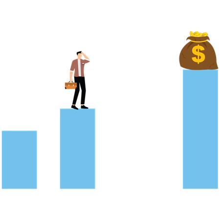 Businessman face hard way to top  Illustration