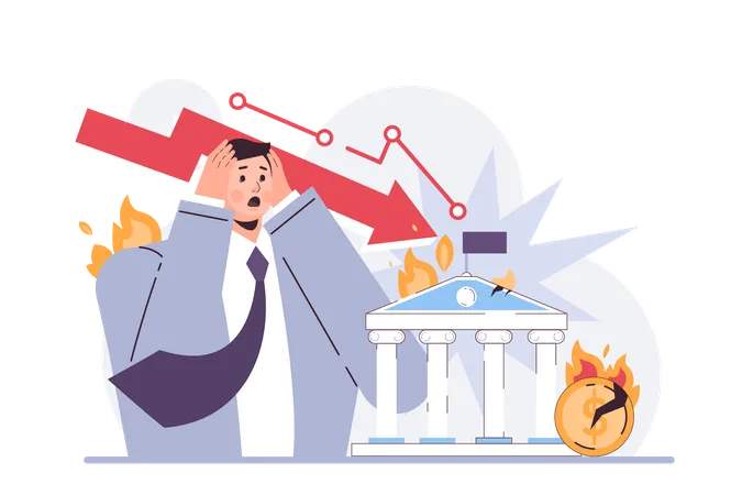 Recession Effect Default Is A Significant Widespread And Prolonged Economic Slow Down Or Stagnation Result Economical Activity Decline Impact Flat Vector Illustration Illustration