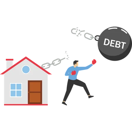 Pay Off The Mortgage Real Estate Or House Debt Concept Illustration