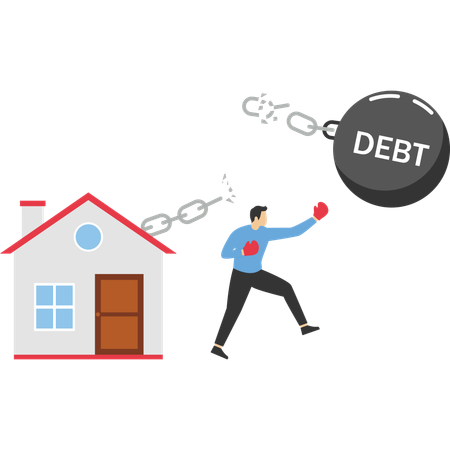 Businessman faces business debts  Illustration