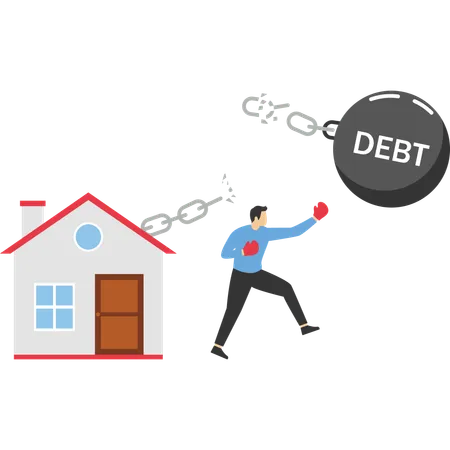 Businessman faces business debts  Illustration