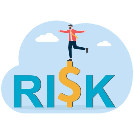 Businessman faces company risks  Illustration