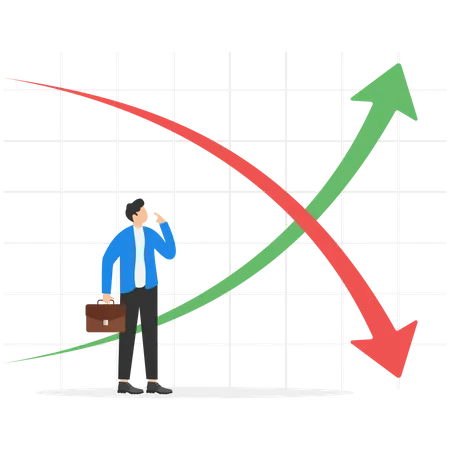 Businessman faces confusion in choosing right path  Illustration