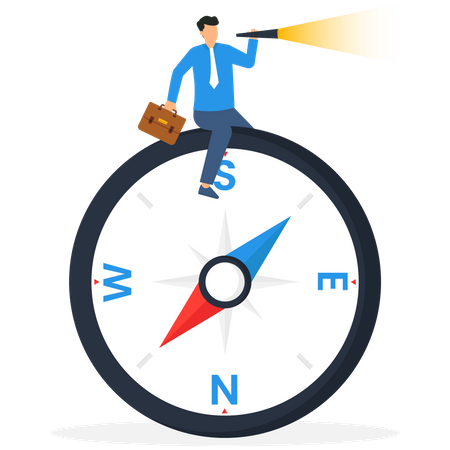 Businessman faces confusion in choosing right path  Illustration