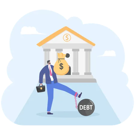 Businessman faces debts  Illustration