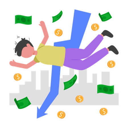 Businessman faces Downfall  Illustration