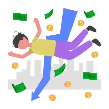Businessman faces Downfall  Illustration