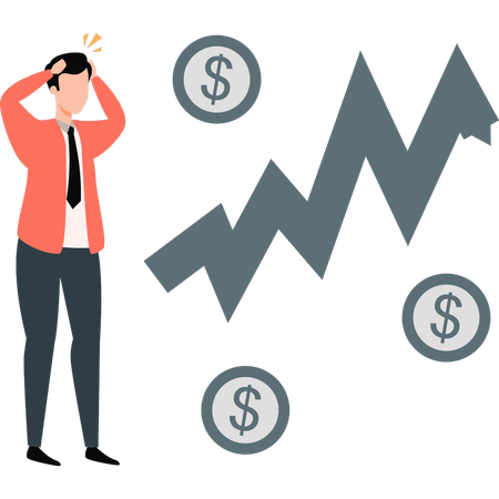 Businessman faces economic loss  Illustration