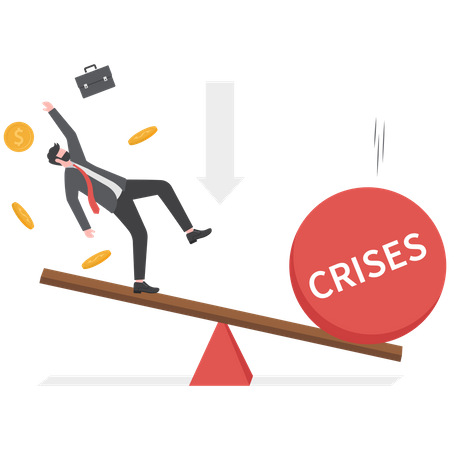 Businessman faces financial crisis and loss  Illustration