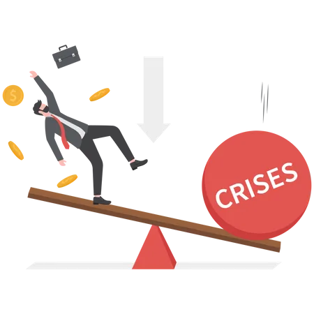 Businessman faces financial crisis and loss  Illustration