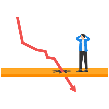 Businessman faces financial loss  Illustration