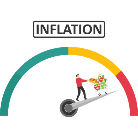 Businessman faces inflation increase  Illustration