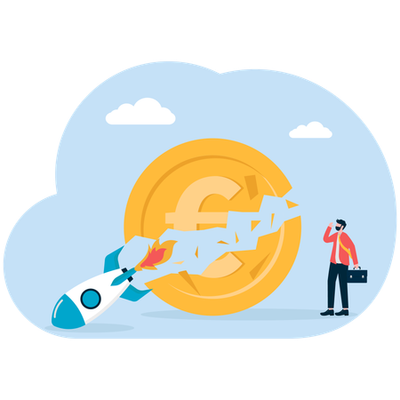 Businessman faces launching loss  Illustration