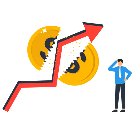 Businessman faces loss  Illustration