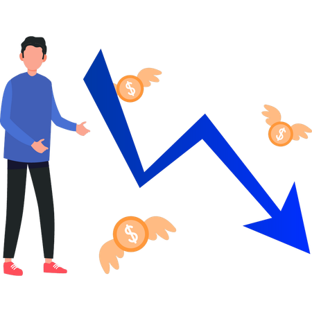 Businessman faces loss in bitcoin  Illustration