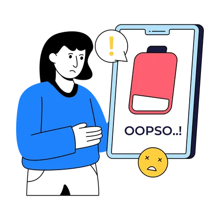 Businessman faces Low Mobile Battery  Illustration