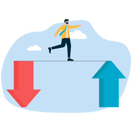 Businessman faces market instability  Illustration