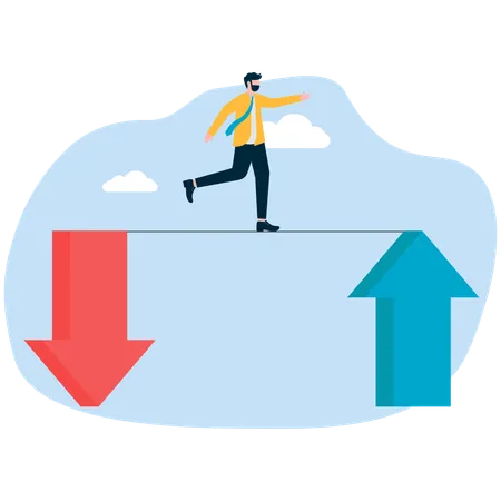 Businessman faces market instability  Illustration