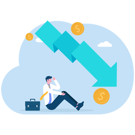 Businessman faces market loss  Illustration