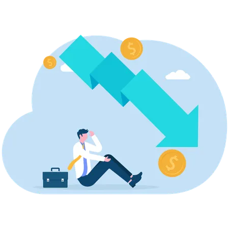 Businessman faces market loss  Illustration