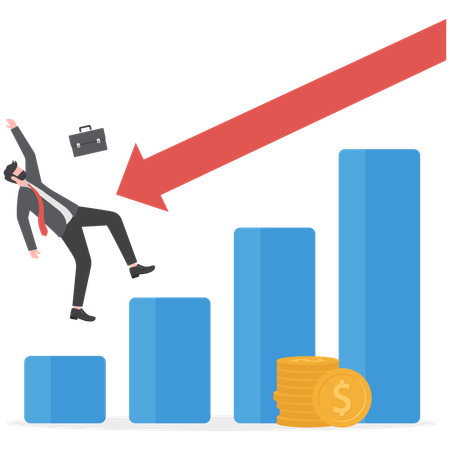 Businessman faces market loss  Illustration