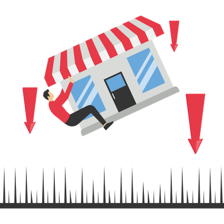 Businessman faces market risks  Illustration