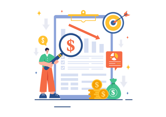 Businessman faces money loss  Illustration