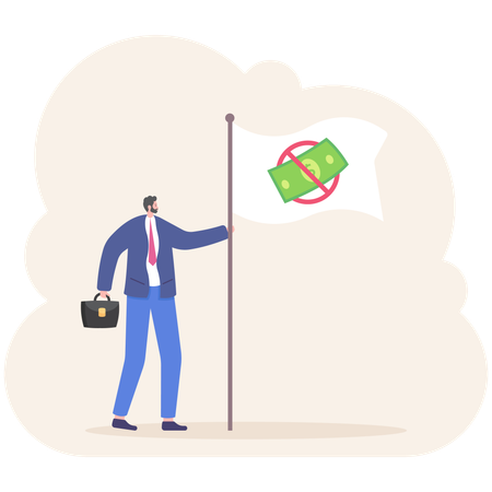 Businessman faces money loss  Illustration