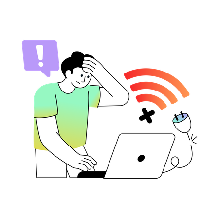 Businessman faces Network Error  Illustration