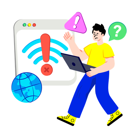 Businessman faces No Network  Illustration