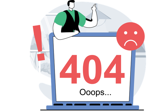 Businessman faces page not found error  Illustration