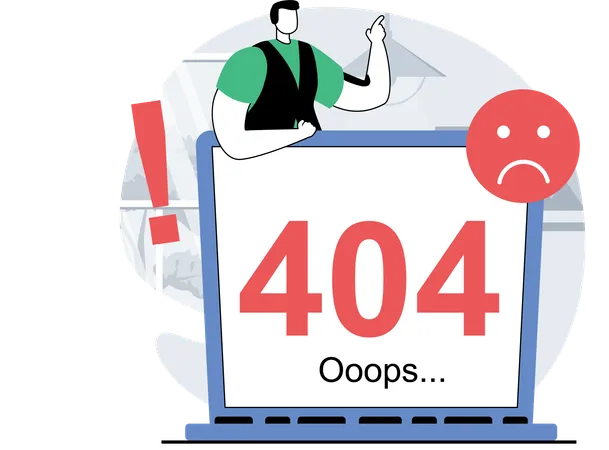 Businessman faces page not found error  Illustration