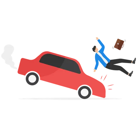 Businessman faces road accident  Illustration