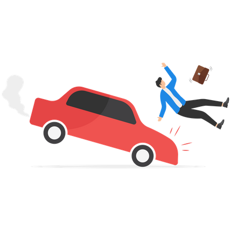 Businessman faces road accident  Illustration