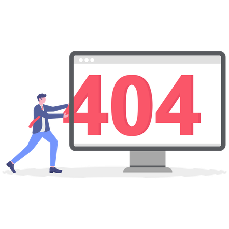 Businessman facing 404 error  Illustration