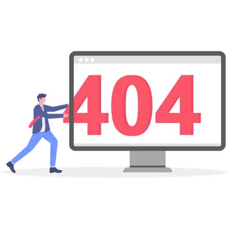 Businessman facing 404 error  Illustration