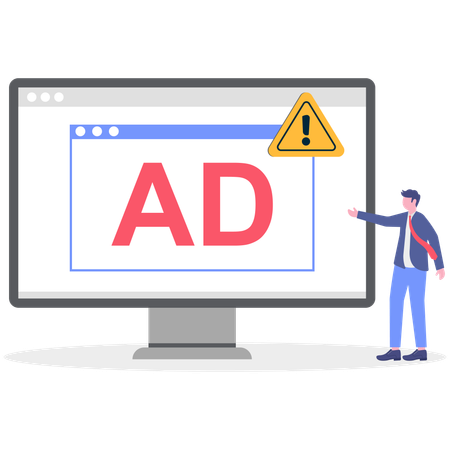 Businessman facing Advertising fraud  Illustration