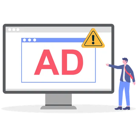 Businessman facing Advertising fraud  Illustration