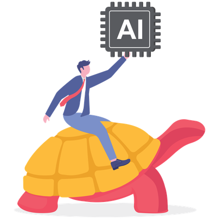 Businessman facing ai slowdown  Illustration