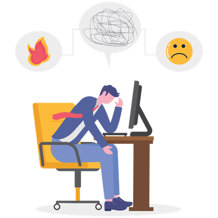 Businessman facing anxiety  Illustration