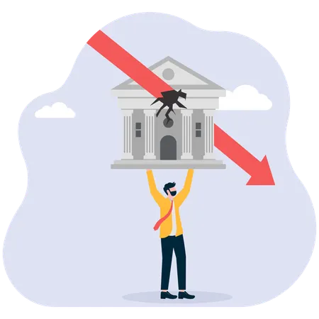 Businessman facing bank loan issues  Illustration